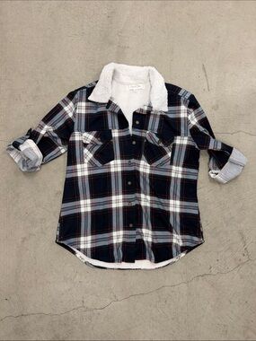 Plaid Button-Up Flannel with Sherpa Lining